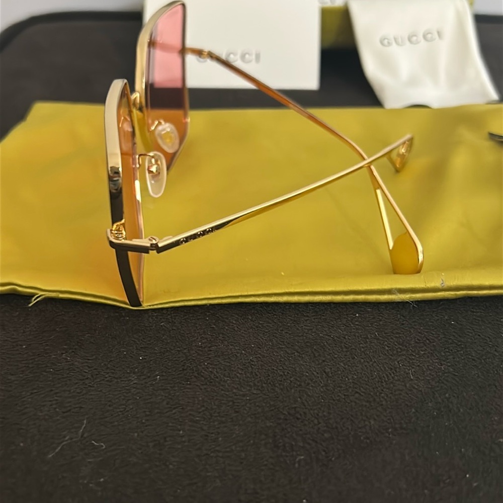 AUTHENTIC GUCCI Pink Geometric square/rectangle Sunglasses - Picture 5 of 15